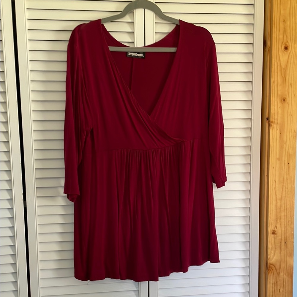 Deep Red Wrap Blouse